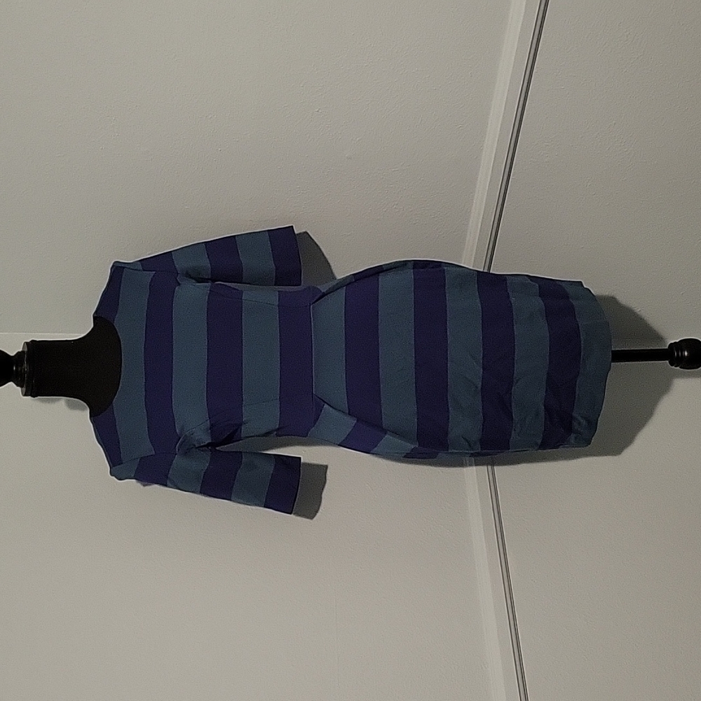 Striped Three Qtr Length Sleeve Dress